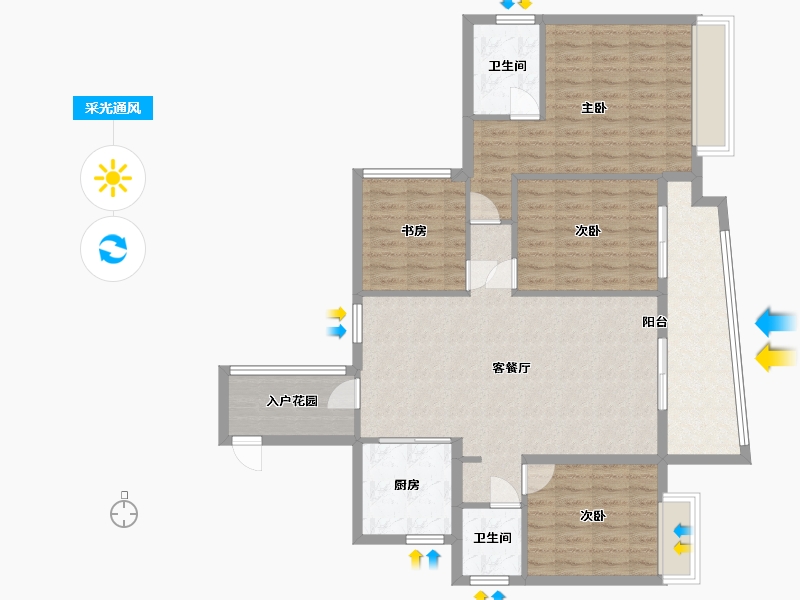 广东省-广州市-奥园誉湖湾7栋140m²-111.87-户型库-采光通风