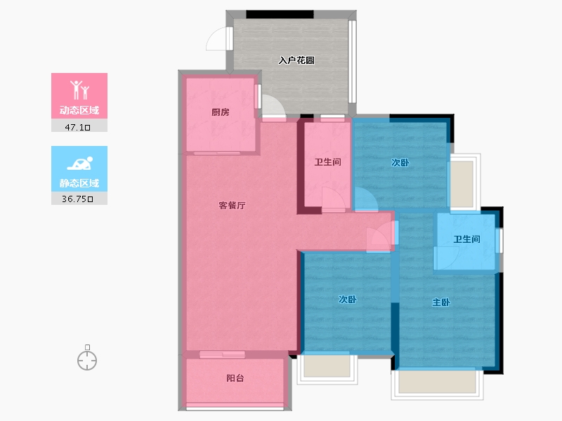 广东省-广州市-天宇广场4栋0102户型107m²-84.58-户型库-动静分区