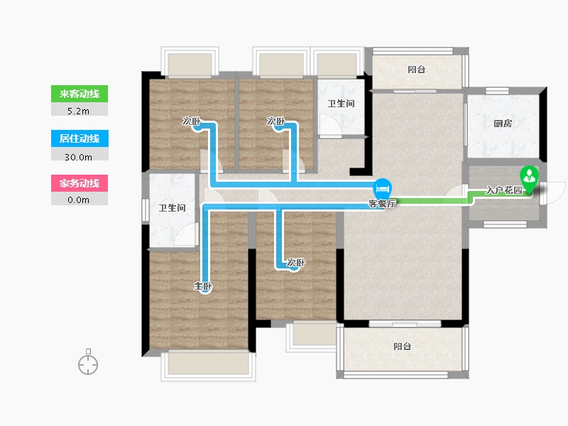 广东省-广州市-天宇广场4栋03户型131m²-104.58-户型库-动静线