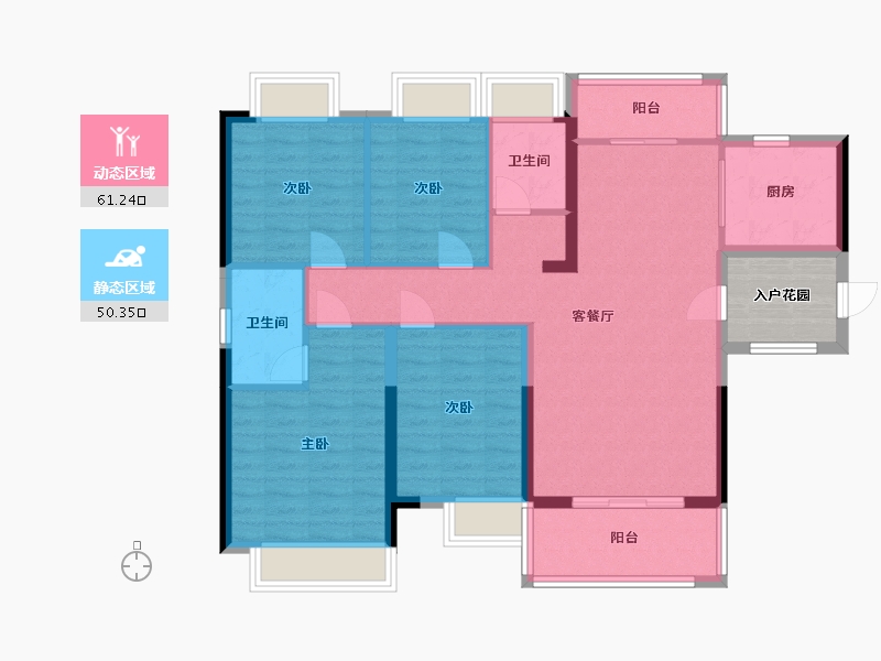 广东省-广州市-天宇广场4栋03户型131m²-104.58-户型库-动静分区