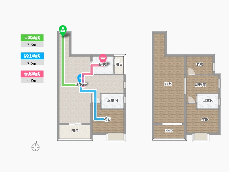 广东省-广州市-天宇广场1栋2栋0102户型130m²-140.56-户型库-动静线