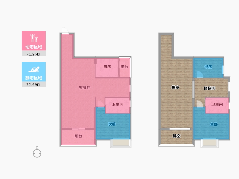 广东省-广州市-天宇广场1栋2栋0102户型130m²-140.56-户型库-动静分区