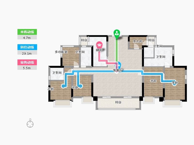 广东省-广州市-天宇广场3栋197平米户型197m²-157.72-户型库-动静线