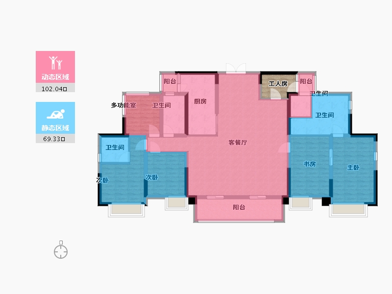 广东省-广州市-天宇广场3栋197平米户型197m²-157.72-户型库-动静分区