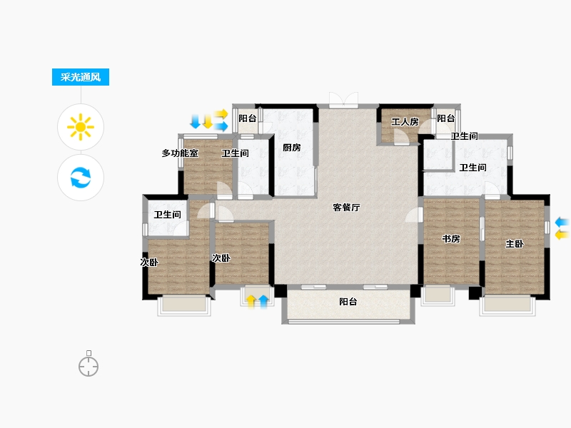 广东省-广州市-天宇广场3栋197平米户型197m²-157.72-户型库-采光通风