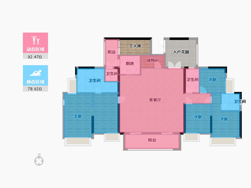 广东省-广州市-天宇广场4栋215平米户型215m²-172.05-户型库-动静分区