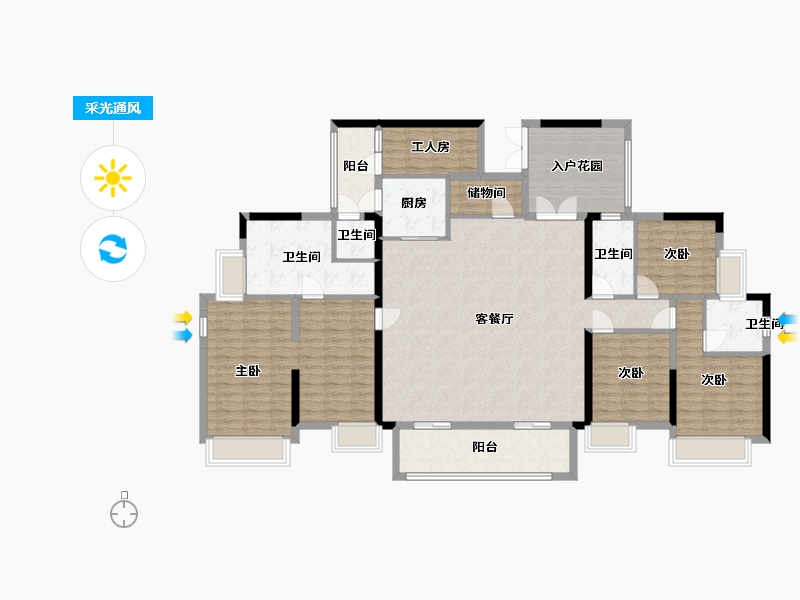 广东省-广州市-天宇广场4栋215平米户型215m²-172.05-户型库-采光通风