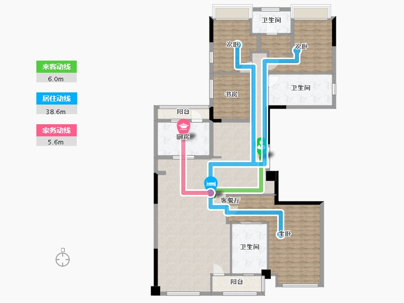 广东省-广州市-时代四季奕居B户型207m²-164.23-户型库-动静线