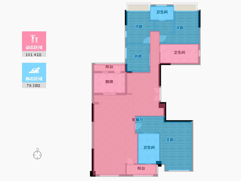 广东省-广州市-时代四季奕居B户型207m²-164.23-户型库-动静分区