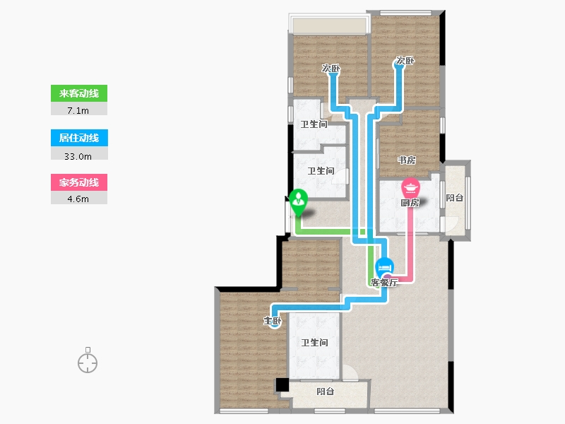 广东省-广州市-时代四季奕居C户型204m²-157.44-户型库-动静线