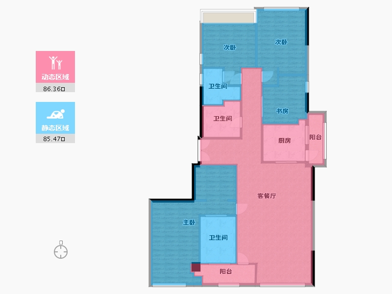 广东省-广州市-时代四季奕居C户型204m²-157.44-户型库-动静分区