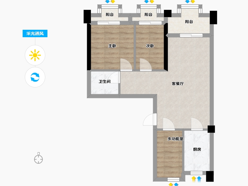 广东省-广州市-实地紫薇公馆70m²-56.70-户型库-采光通风