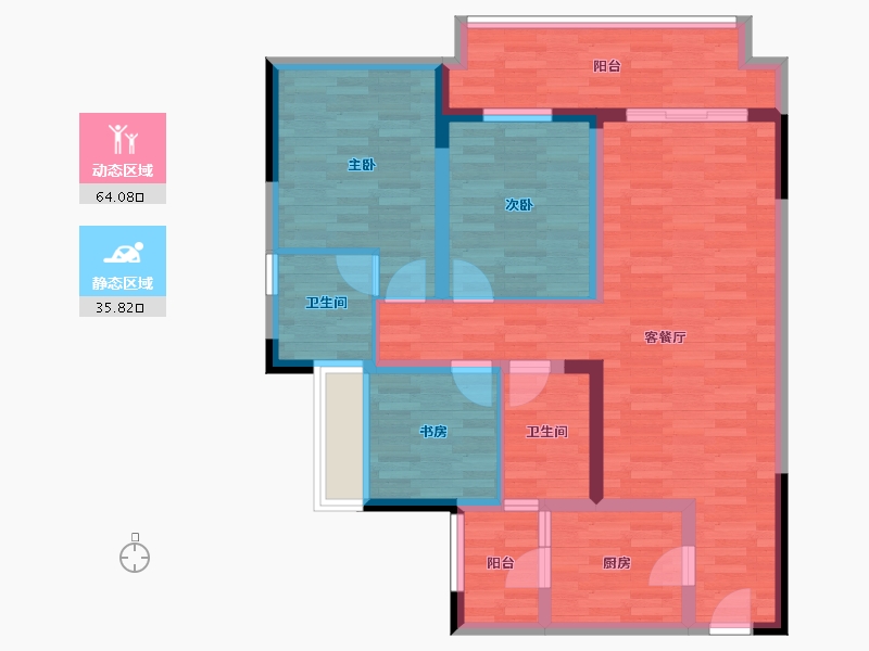 重庆-重庆市-华润公园九里-88.06-户型库-动静分区