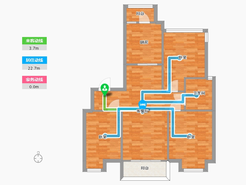 重庆-重庆市-中金泓府GC2户型套内79m²-79.00-户型库-动静线