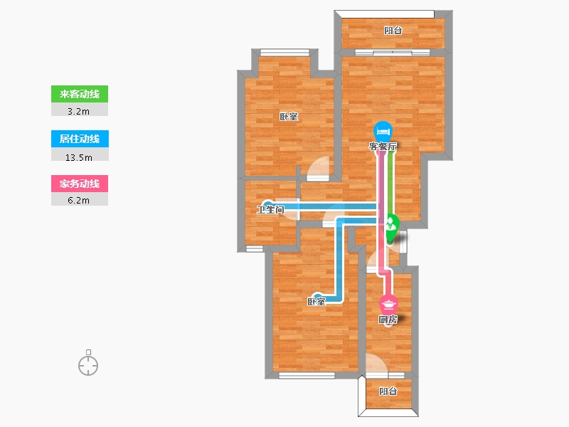 重庆-重庆市-中金泓府GC8户型套内67m²-67.00-户型库-动静线