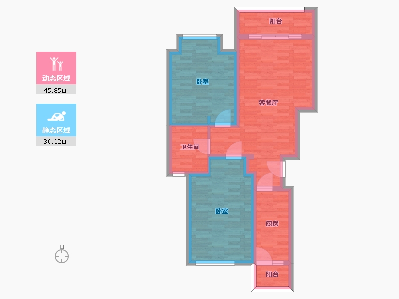 重庆-重庆市-中金泓府GC8户型套内67m²-67.00-户型库-动静分区