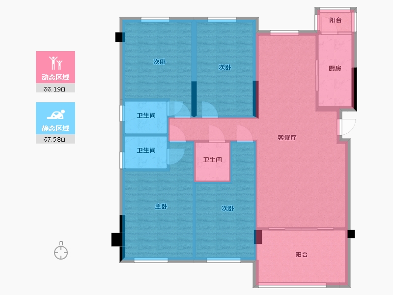 重庆-重庆市-国瑞江南御府B1户型133㎡-121.61-户型库-动静分区