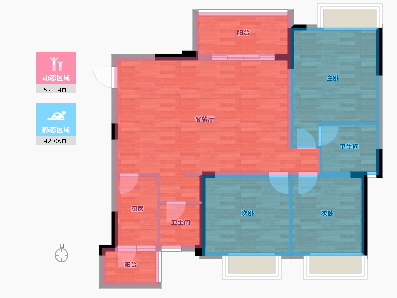 四川省-成都市-王府花园御景苑-89.15-户型库-动静分区