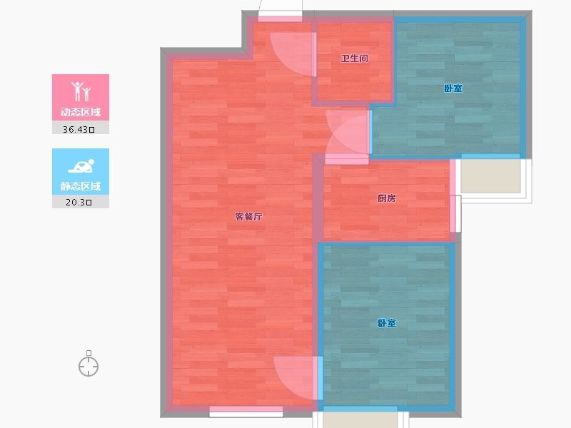 北京-北京市-中铁诺德逸府E2户型77m²-50.96-户型库-动静分区