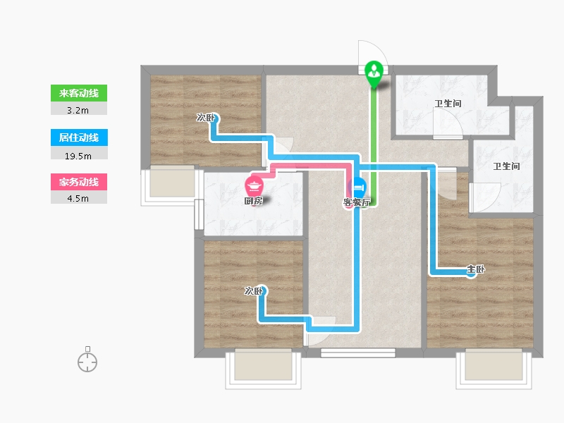 北京-北京市-中铁诺德逸府A2户型89m²-61.83-户型库-动静线