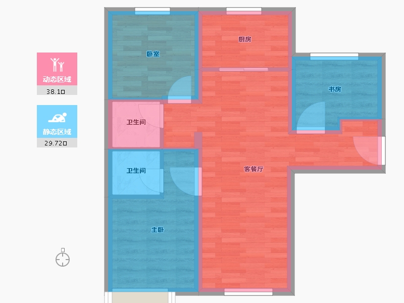 北京-北京市-中铁诺德逸府A1户型89m²-59.97-户型库-动静分区