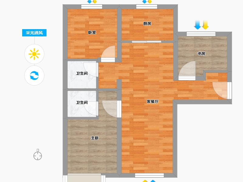 北京-北京市-中铁诺德逸府A1户型89m²-59.97-户型库-采光通风