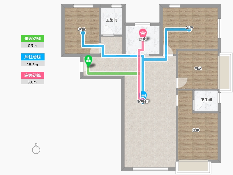 北京-北京市-中铁诺德逸府C1户型137m²-95.95-户型库-动静线