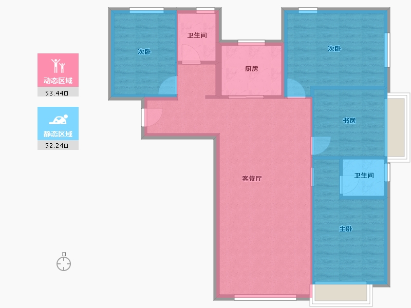 北京-北京市-中铁诺德逸府C1户型137m²-95.95-户型库-动静分区