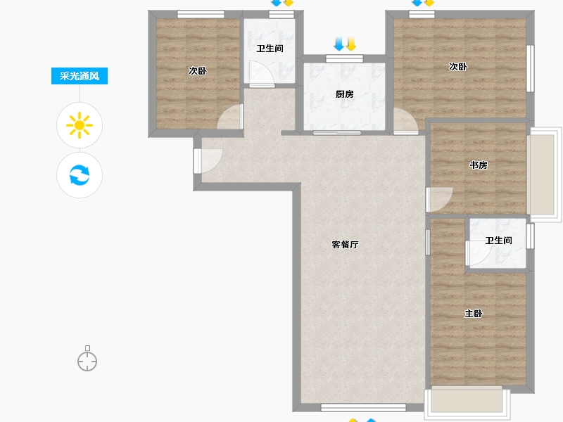 北京-北京市-中铁诺德逸府C1户型137m²-95.95-户型库-采光通风