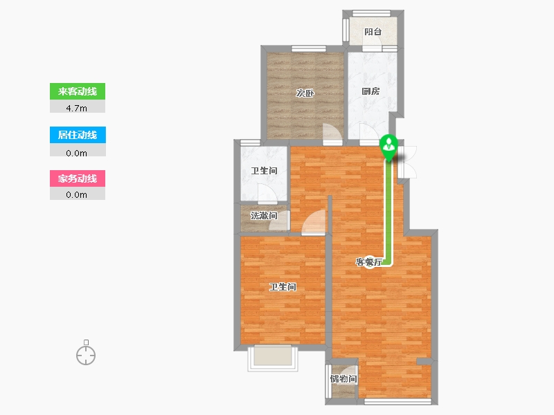 北京-北京市-水墨林溪B5户型104m²-82.72-户型库-动静线