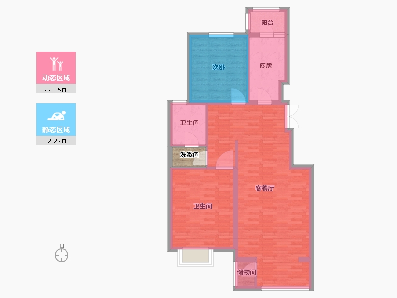 北京-北京市-水墨林溪B5户型104m²-82.72-户型库-动静分区