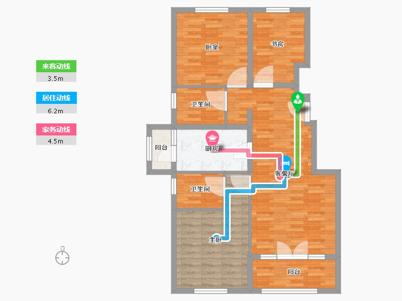 北京-北京市-水墨林溪S户型117m²-86.33-户型库-动静线