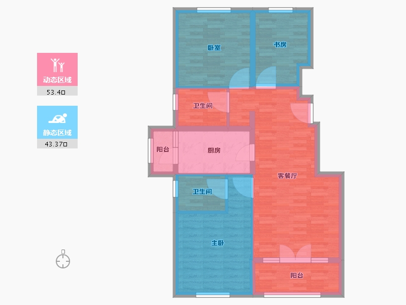 北京-北京市-水墨林溪S户型117m²-86.33-户型库-动静分区