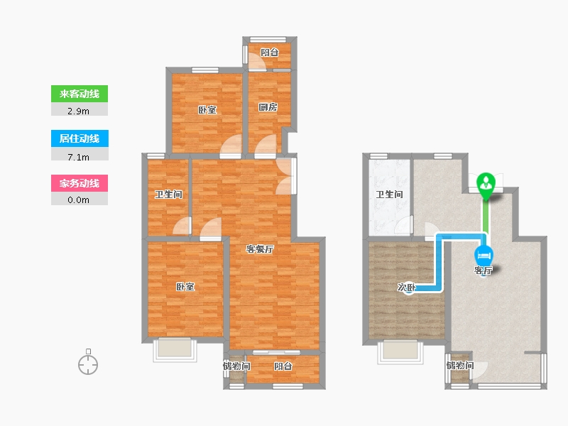 北京-北京市-水墨林溪B5-2户型178m²-138.04-户型库-动静线