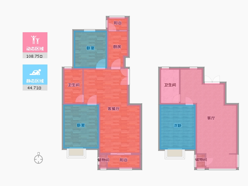 北京-北京市-水墨林溪B5-2户型178m²-138.04-户型库-动静分区