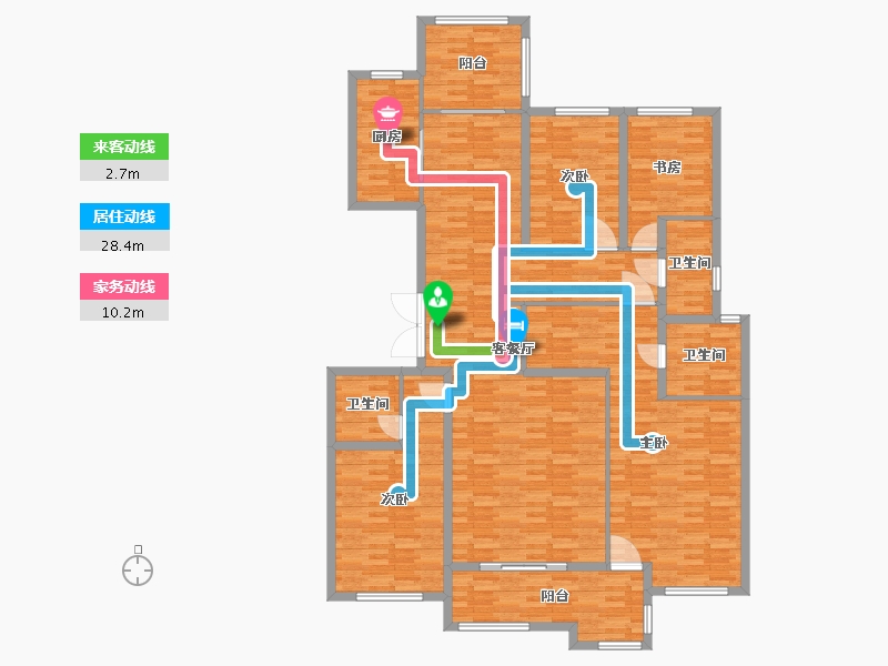 河南省-郑州市-荣盛华府建面215m2-172.00-户型库-动静线