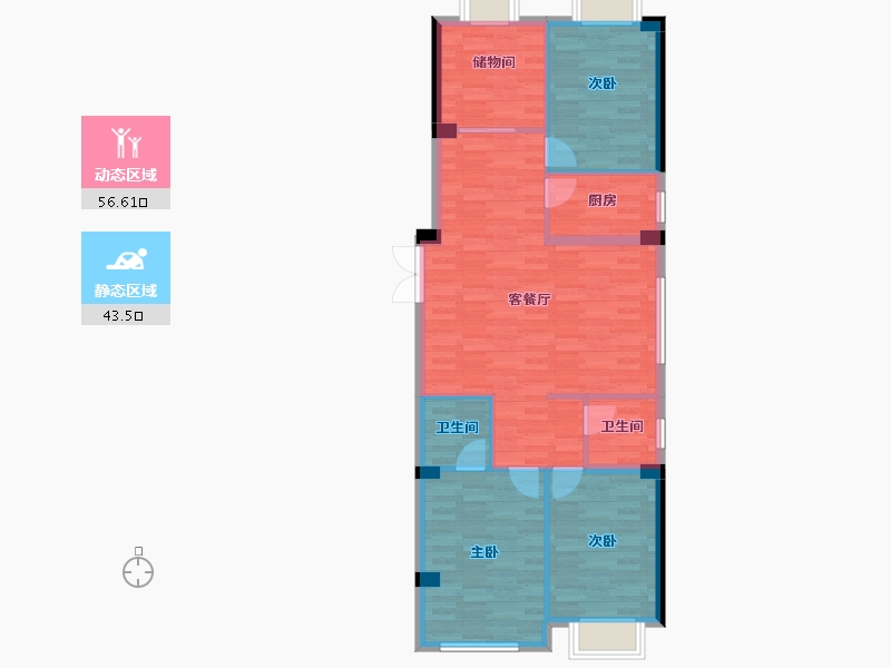 江苏省-徐州市-沛县华宇上城-90.82-户型库-动静分区