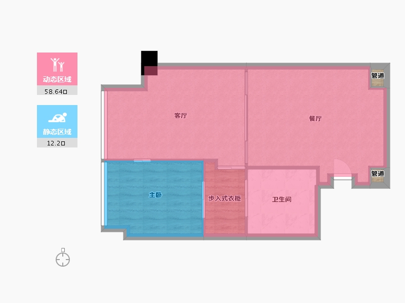 四川省-成都市-阿玛尼艺术公寓1栋71m²-66.02-户型库-动静分区