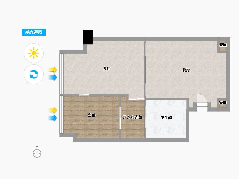 四川省-成都市-阿玛尼艺术公寓1栋71m²-66.02-户型库-采光通风