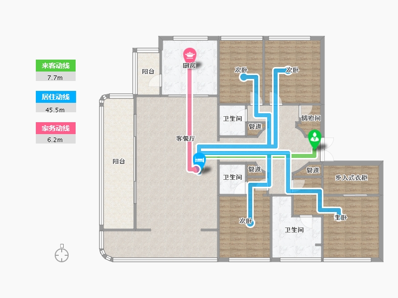 四川省-成都市-德商锦江天玺6号楼205m²-164.00-户型库-动静线