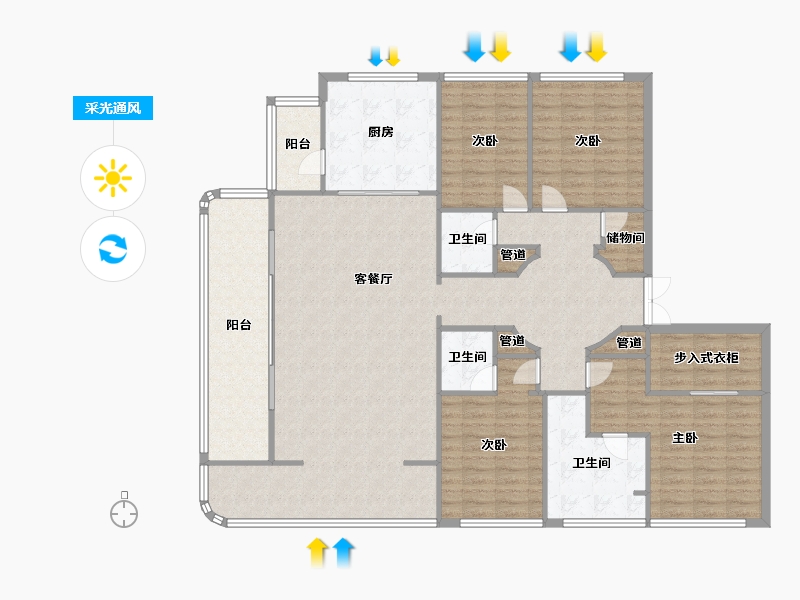 四川省-成都市-德商锦江天玺6号楼205m²-164.00-户型库-采光通风