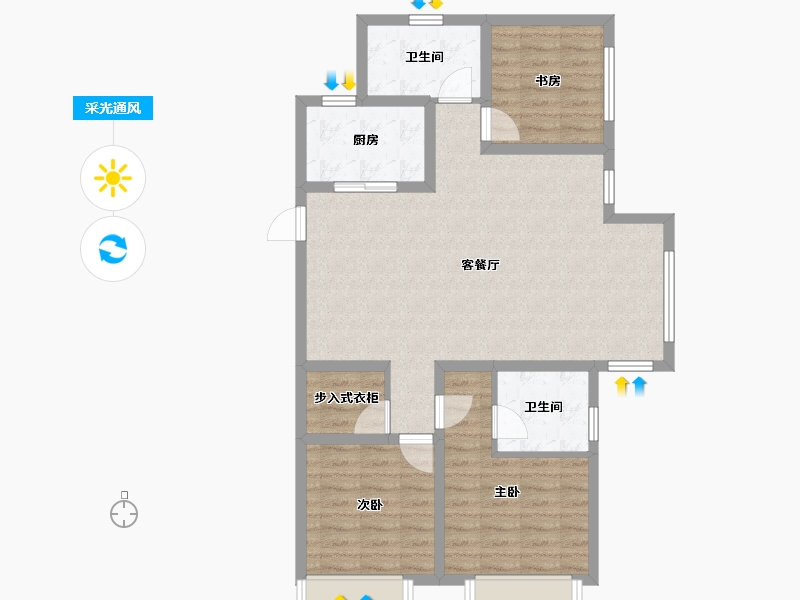 山东省-烟台市-海信天山郡-90.94-户型库-采光通风