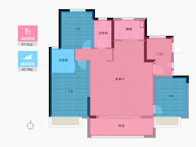 宁夏回族自治区-银川市-万科翡翠公园-97.19-户型库-动静分区