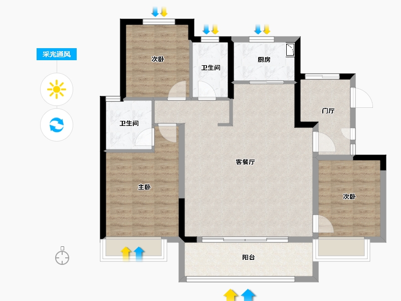 宁夏回族自治区-银川市-万科翡翠公园-97.19-户型库-采光通风