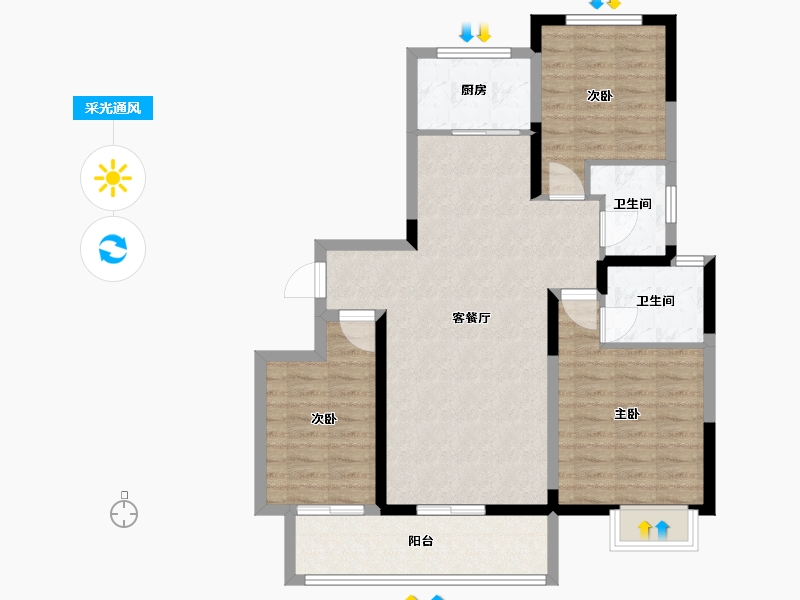 河南省-郑州市-昌建翡翠苑-90.00-户型库-采光通风