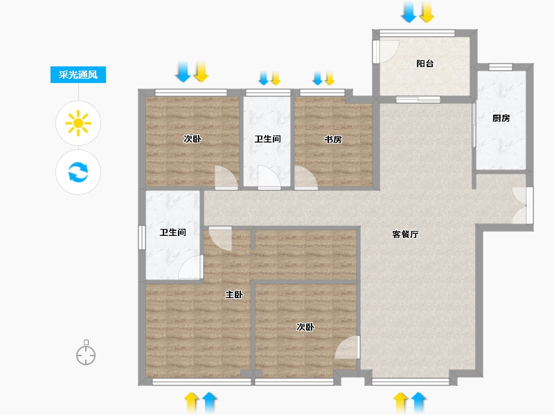 福建省-厦门市-中骏天宸11,12150m²-120.00-户型库-采光通风