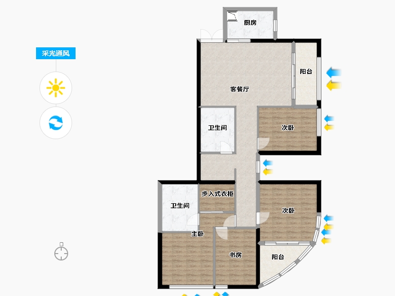 福建省-厦门市-顶峰鹭江1号4号楼、５号楼160m²-128.18-户型库-采光通风