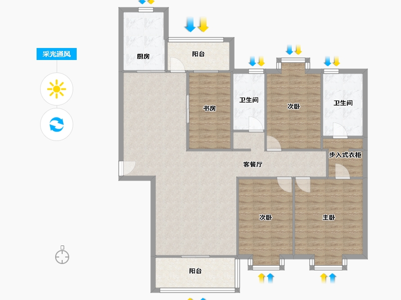 福建省-厦门市-源昌君悦山５号楼178m²-134.21-户型库-采光通风