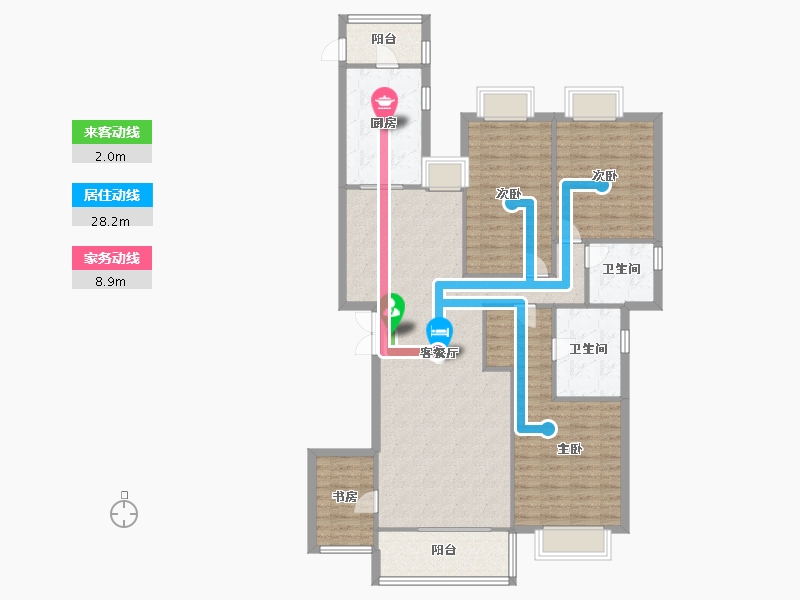 福建省-厦门市-源昌君悦山6号楼156m²-124.80-户型库-动静线