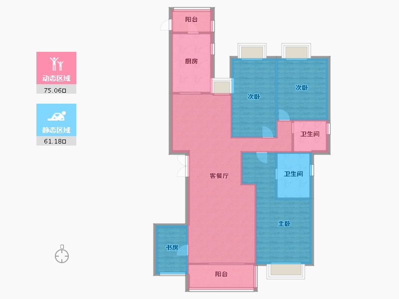 福建省-厦门市-源昌君悦山6号楼156m²-124.80-户型库-动静分区